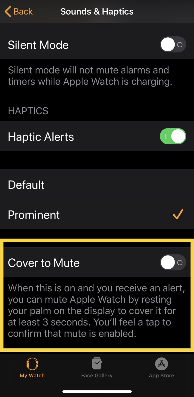 Apple Watch settings All this